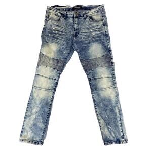Reason Jeans Mens Tag 40 Actual 39x31.5 Blue Stonewashed Stretch Straight Y2K